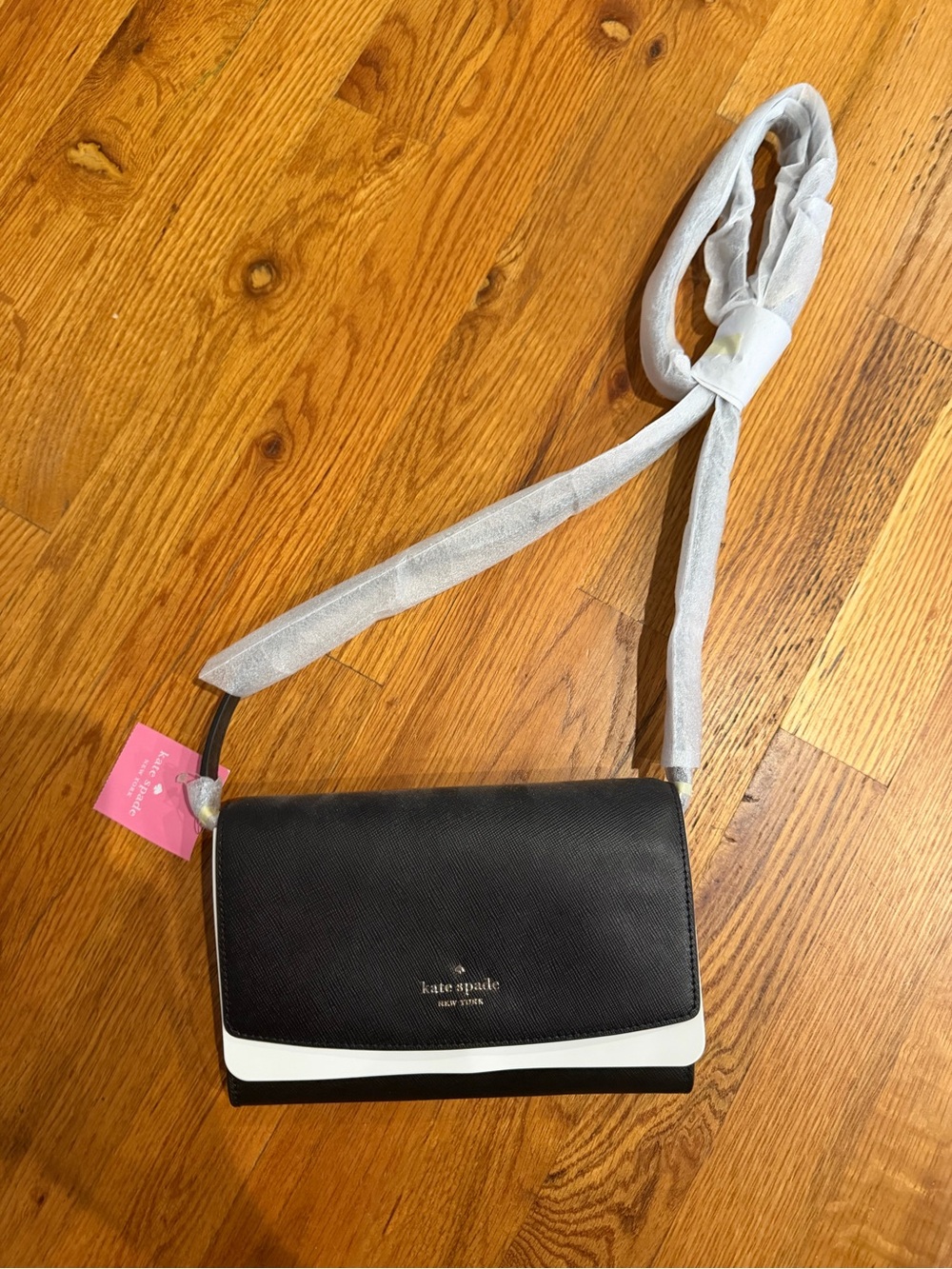 Kate Spade Black saffiano leather Perry crossbody bag